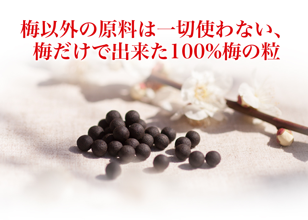 梅以外の原料は一切使わない、梅だけで出来た100%梅の粒